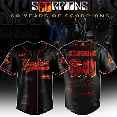 New York Yankees MLB x Scorpions 60th Anniversary Tour Personalized Baseball Jersey For Fans