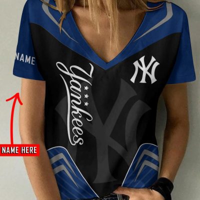 New York Yankees Personalized Summer V-neck Women T-shirt  VNT1385