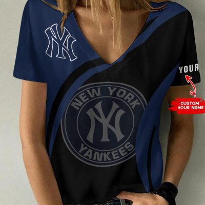 New York Yankees Personalized Summer V-neck Women T-shirt  VNT1389