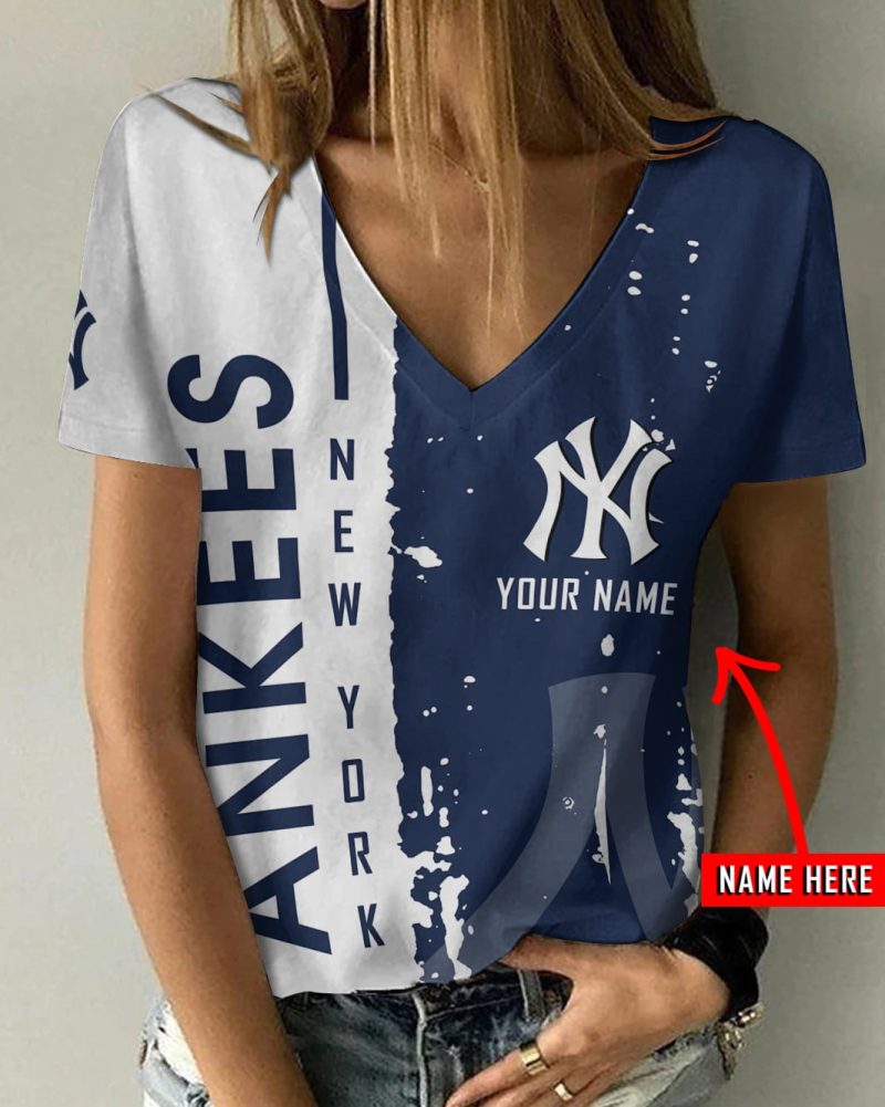 New York Yankees Personalized V-neck Women T-shirt  VNT1390