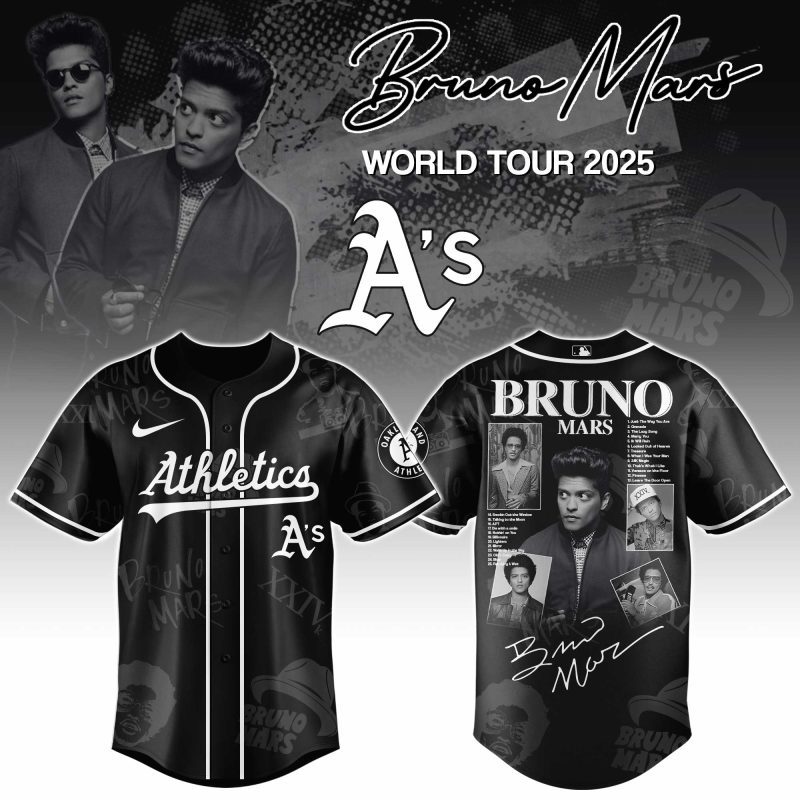 Oakland Athletics MLB x Bruno Mars at Park MGM Personalized Baseball Jersey For Fans