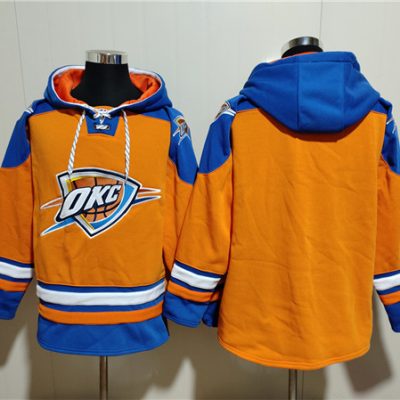 Oklahoma City Thunder Blank Orange/Blue Lace-Up Pullover Hoodie