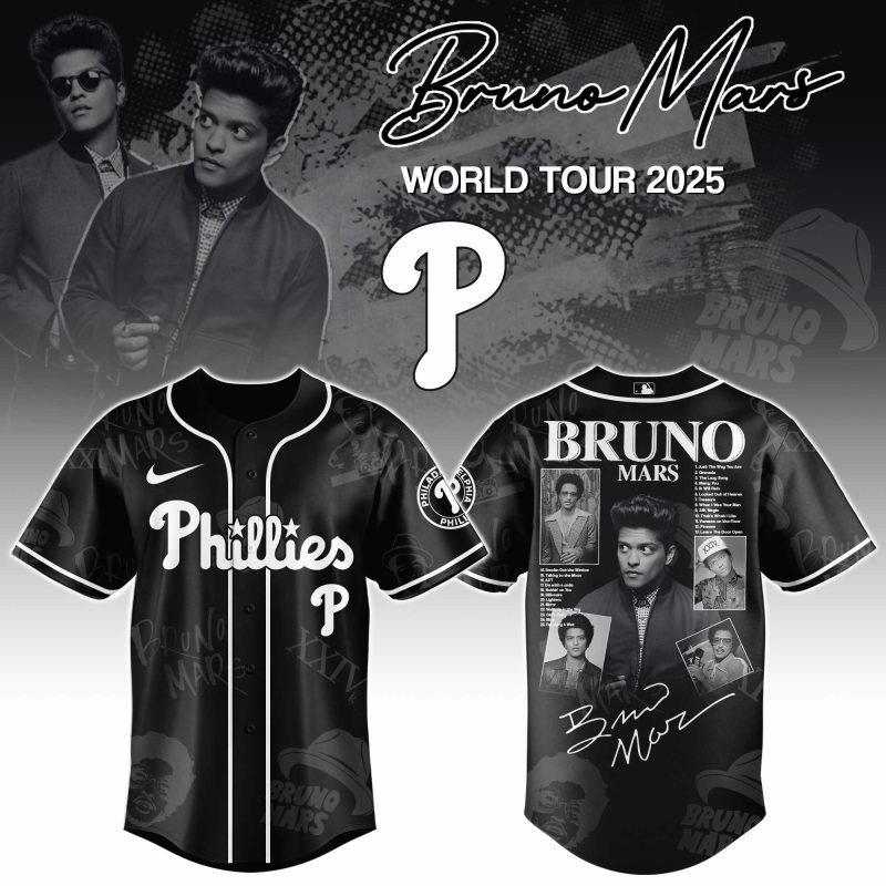 Philadelphia Phillies MLB x Bruno Mars at Park MGM Personalized Baseball Jersey For Fans