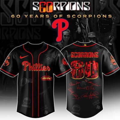 Philadelphia Phillies MLB x Scorpions 60th Anniversary Tour Personalized Baseball Jersey For Fans