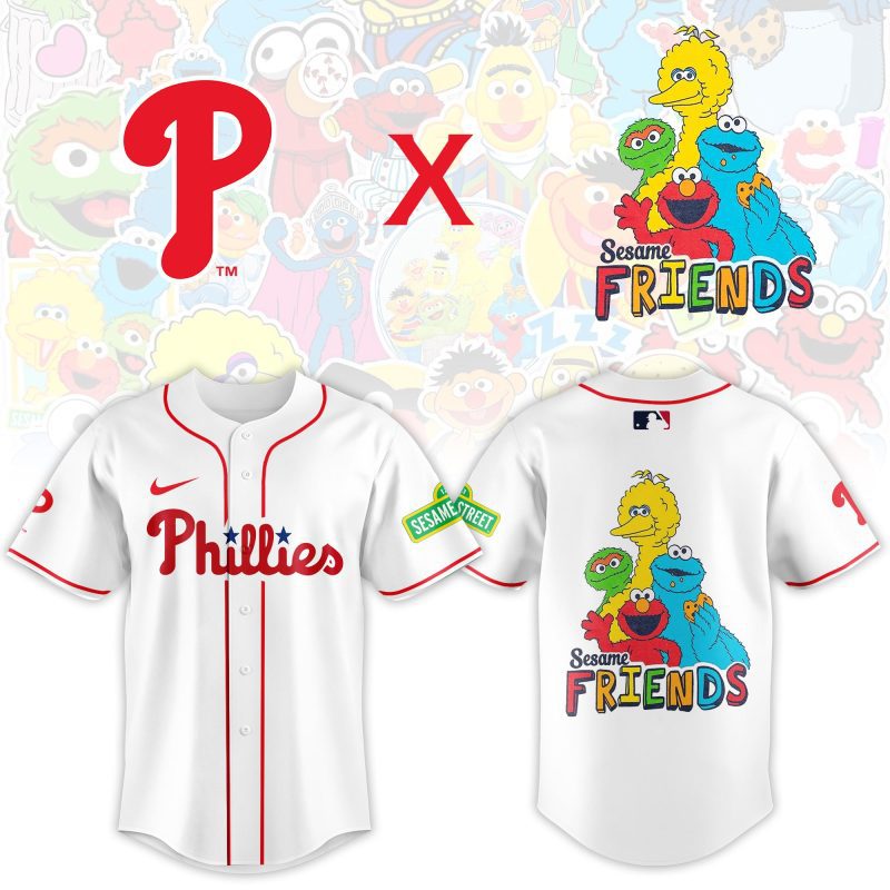Philadelphia Phillies MLB x Sesame Street Night Personalized Baseball Jersey For Fans