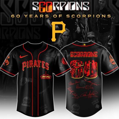 Pittsburgh Pirates MLB x Scorpions 60th Anniversary Tour Personalized Baseball Jersey For Fans