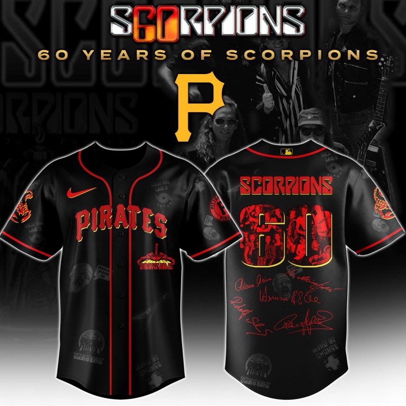 Pittsburgh Pirates MLB x Scorpions 60th Anniversary Tour Personalized Baseball Jersey For Fans