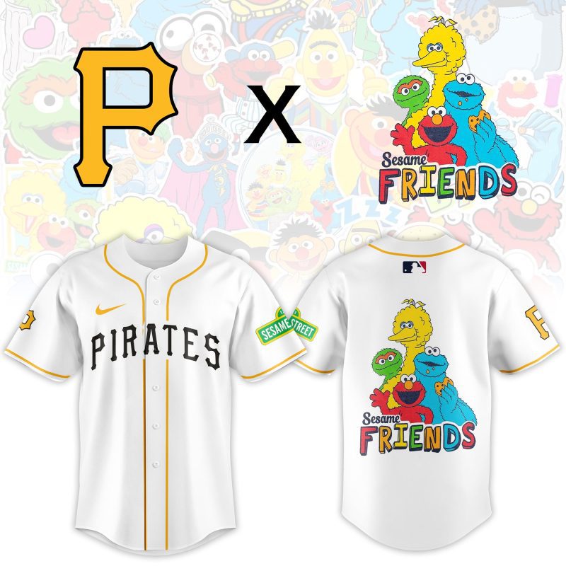 Pittsburgh Pirates MLB x Sesame Street Night Personalized Baseball Jersey For Fans
