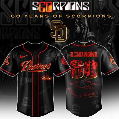 San Diego Padres MLB x Scorpions 60th Anniversary Tour Personalized Baseball Jersey For Fans