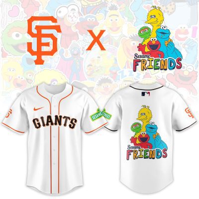 San Francisco Giants MLB x Sesame Street Night Personalized Baseball Jersey For Fans