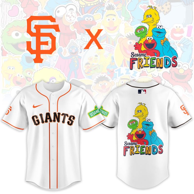 San Francisco Giants MLB x Sesame Street Night Personalized Baseball Jersey For Fans