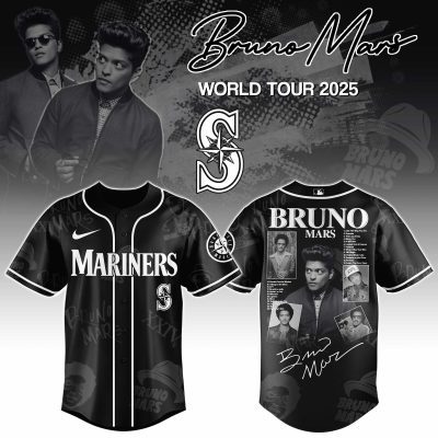Seattle Mariners MLB x Bruno Mars at Park MGM Personalized Baseball Jersey For Fans
