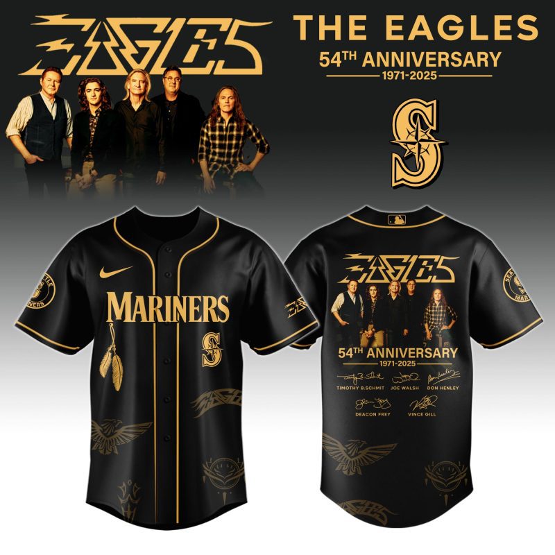 Seattle Mariners MLB x The Eagles 54th Anniversary Tour Personalized Baseball Jersey For Fans