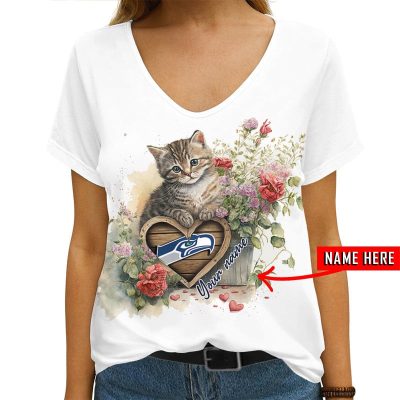 Seattle Seahawks Personalized V-neck Women T-shirt  VNT1439