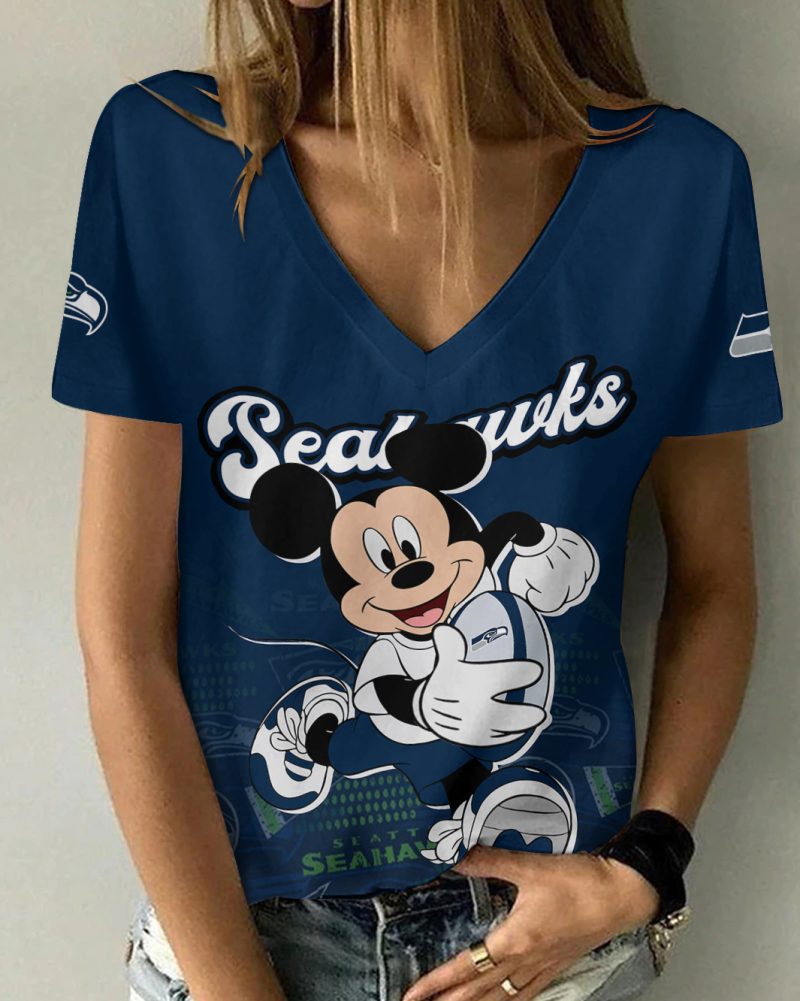 Seattle Seahawks Personalized V-neck Women T-shirt  VNT1449