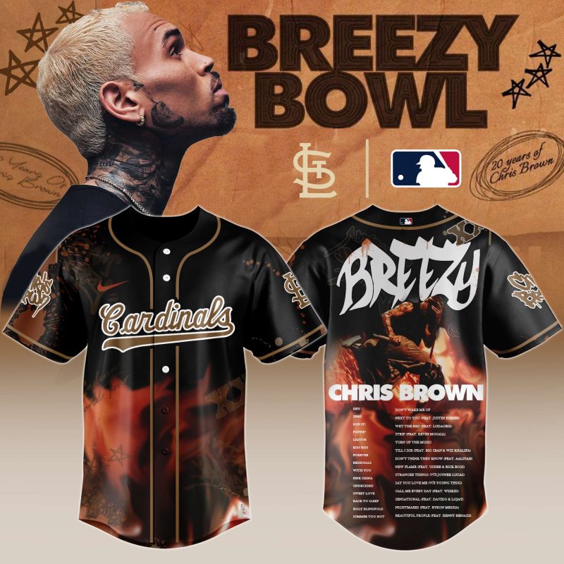 St. Louis Cardinals MLB x Chris Brown Breezy Bowl XX Stadium World Tour Personalized Baseball Jersey For Fans