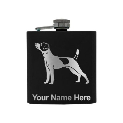 Stainless Steel Flask Jack Russell Terrier Dog Personalized Engraving Included (Stainless Steel)