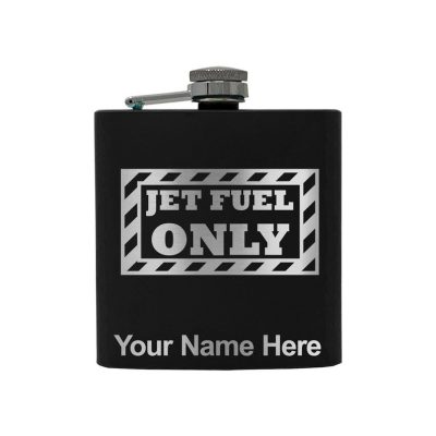 Stainless Steel Flask Jet Fuel Only Personalized Engraving Included (Stainless Steel)