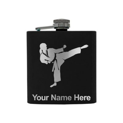 Stainless Steel Flask Karate Woman Personalized Engraving Included (Stainless Steel)