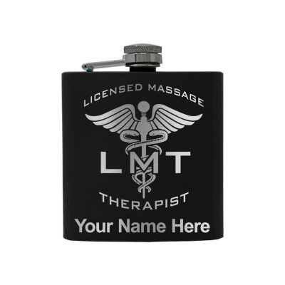 Stainless Steel Flask LMT Licensed Massage Therapist Personalized Engraving Included (Stainless Steel)