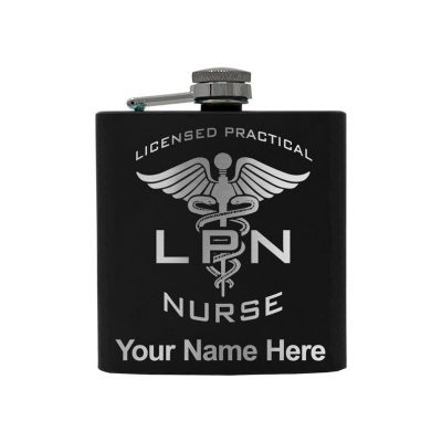 Stainless Steel Flask LPN Licensed Practical Nurse Personalized Engraving Included (Stainless Steel)