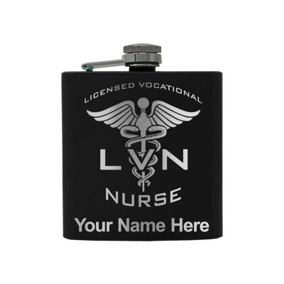 Stainless Steel Flask LVN Licensed Vocational Nurse Personalized Engraving Included (Stainless Steel)