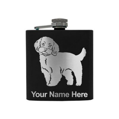 Stainless Steel Flask Maltese Dog Personalized Engraving Included (Stainless Steel)