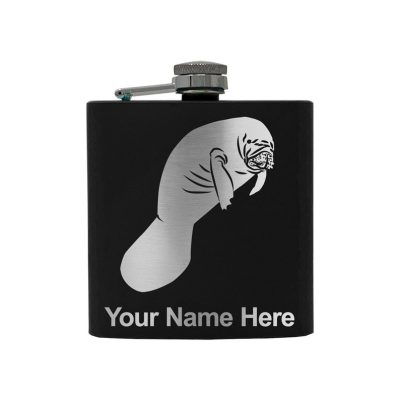 Stainless Steel Flask Manatee Personalized Engraving Included (Stainless Steel)