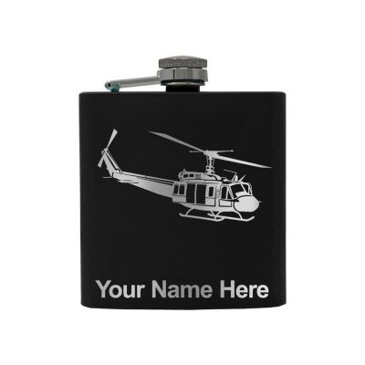 Stainless Steel Flask Military Helicopter 2 Personalized Engraving Included (Stainless Steel)