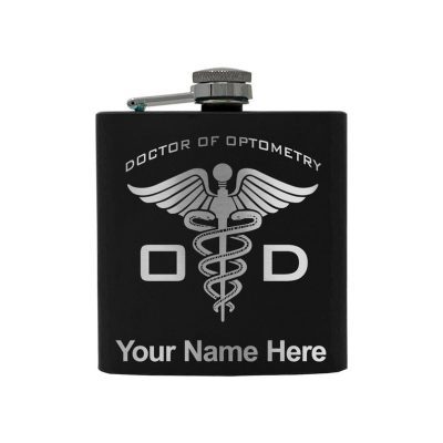Stainless Steel Flask OD Doctor Of Optometry Personalized Engraving Included (Stainless Steel)