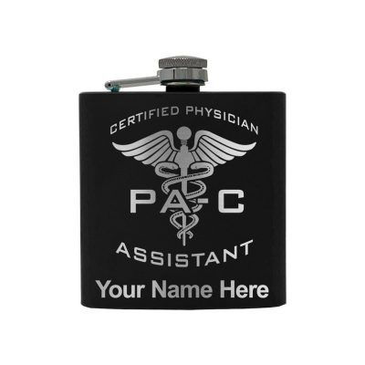 Stainless Steel Flask PA-C Certified Physician Assistant Personalized Engraving Included (Stainless Steel)