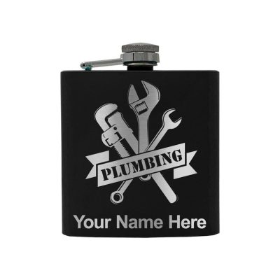 Stainless Steel Flask Plumbing Personalized Engraving Included (Stainless Steel)