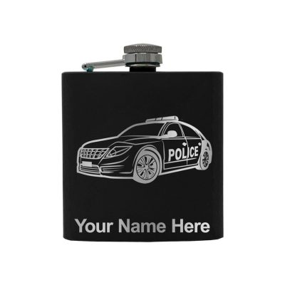 Stainless Steel Flask Police Car Personalized Engraving Included (Stainless Steel)