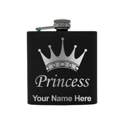 Stainless Steel Flask Princess Crown Personalized Engraving Included (Stainless Steel)