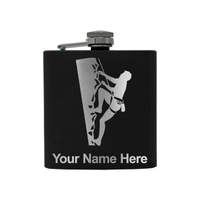 Stainless Steel Flask Rock Climber Personalized Engraving Included (Stainless Steel)