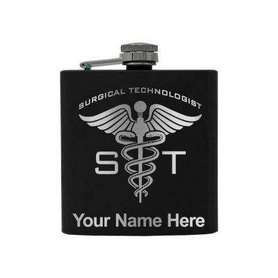 Stainless Steel Flask ST Surgical Technologist Personalized Engraving Included (Stainless Steel)