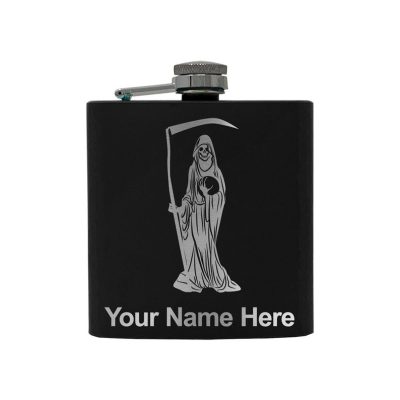 Stainless Steel Flask Santa Muerte Personalized Engraving Included (Stainless Steel)