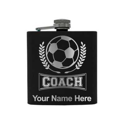 Stainless Steel Flask Soccer Coach Personalized Engraving Included (Stainless Steel)