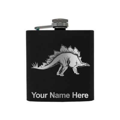 Stainless Steel Flask Stegosaurus Dinosaur Personalized Engraving Included (Stainless Steel)