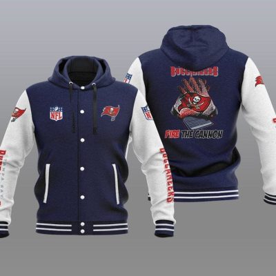 Tampa Bay Buccaneers Hooded Button Jacket with Hood - Navy