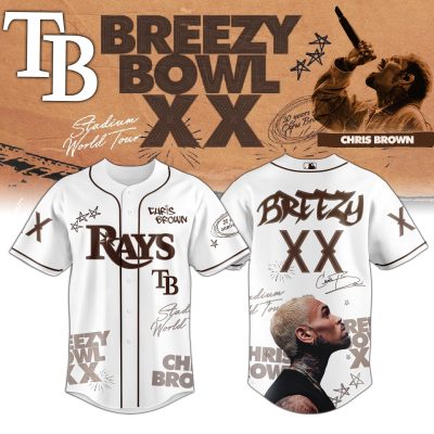 Tampa Bay Rays MLB x Chris Brown Breezy Bowl XX Stadium World Tour Personalized Baseball Jersey For Fans