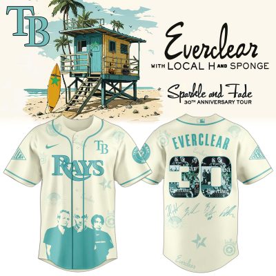 Tampa Bay Rays MLB x Everclear 30th Anniversary Tour Personalized Baseball Jersey For Fans