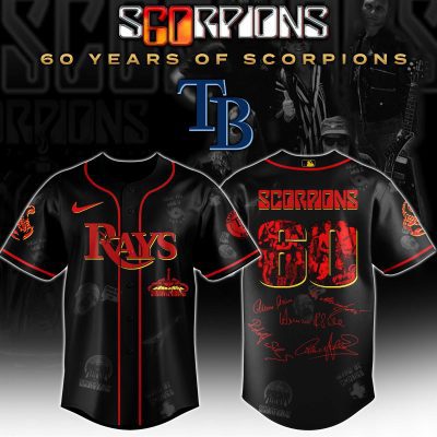 Tampa Bay Rays MLB x Scorpions 60th Anniversary Tour Personalized Baseball Jersey For Fans