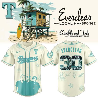 Texas Rangers MLB x Everclear 30th Anniversary Tour Personalized Baseball Jersey For Fans