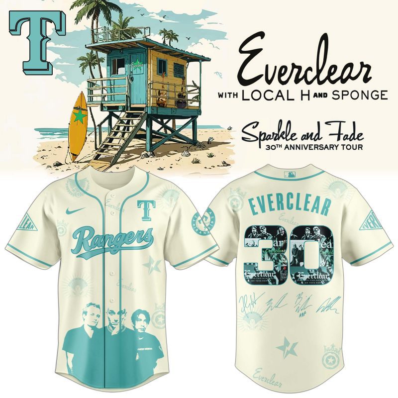 Texas Rangers MLB x Everclear 30th Anniversary Tour Personalized Baseball Jersey For Fans
