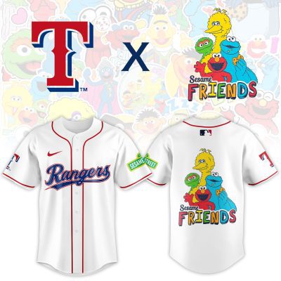 Texas Rangers MLB x Sesame Street Night Personalized Baseball Jersey For Fans