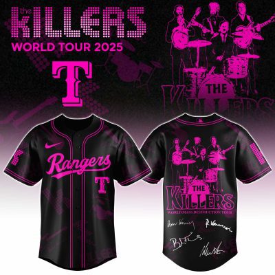 Texas Rangers MLB x The Killers 24th Anniversary Tour Personalized Baseball Jersey For Fans