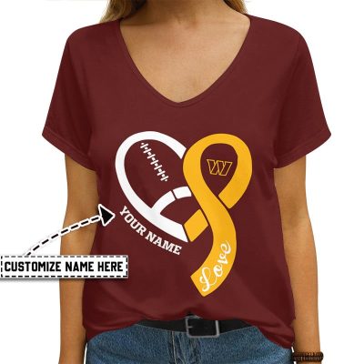 Washington Commanders Personalized V-neck Women T-shirt  VNT1487
