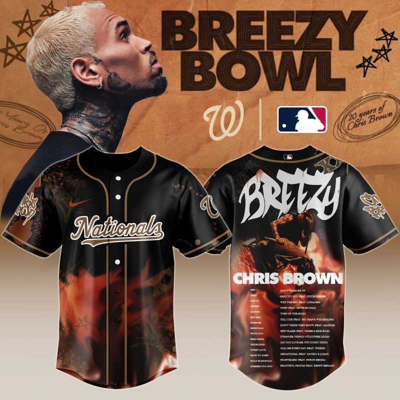 Washington Nationals MLB x Chris Brown Breezy Bowl XX Stadium World Tour Personalized Baseball Jersey For Fans
