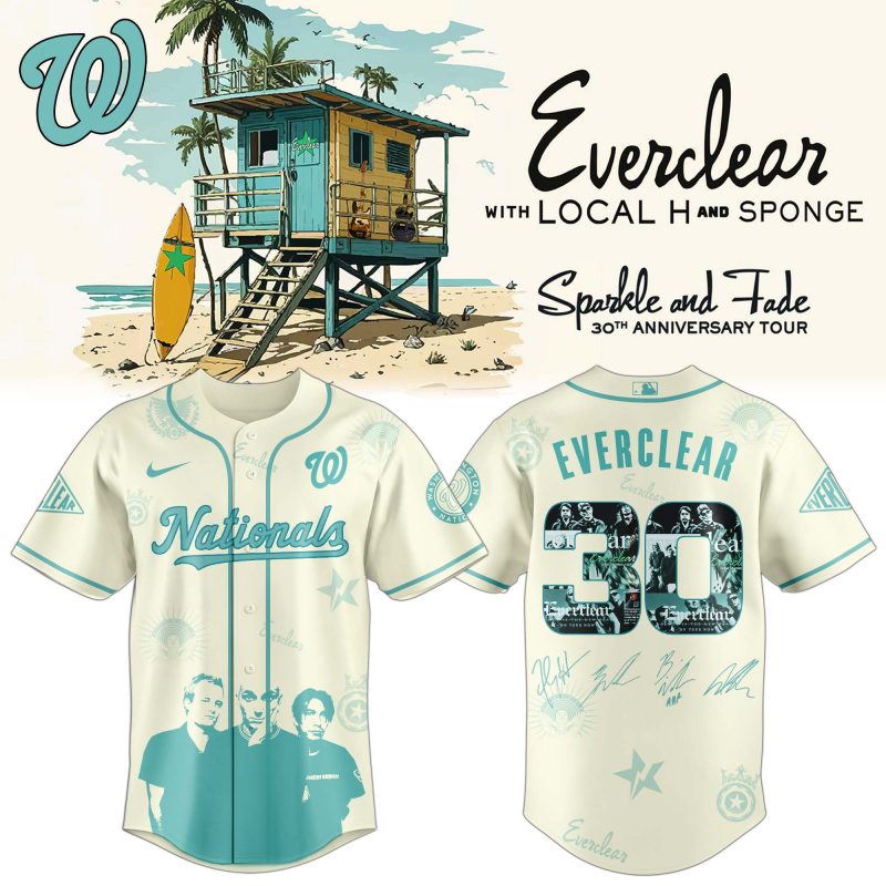 Washington Nationals MLB x Everclear 30th Anniversary Tour Personalized Baseball Jersey For Fans